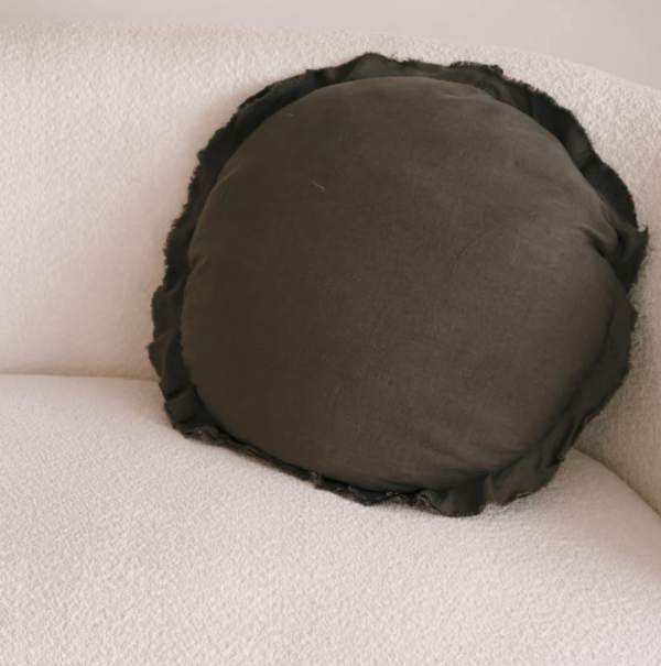 Cushion HL Round linen Deep moss - Image 2