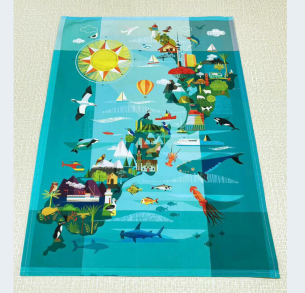 Tea towel Giggenbach NZ map